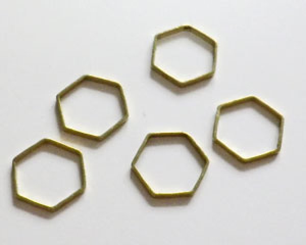 画像1: 未メッキ真鍮/ヘキサゴンフープS/10mm(2個) (1)