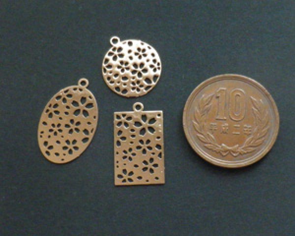 画像2: /メタルプレート/桜(レクタングル)/ローズゴールド(3個) (2)