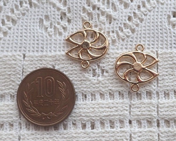 画像2: メタルコネクター/蓮の葉/ローズゴールド(4個) (2)