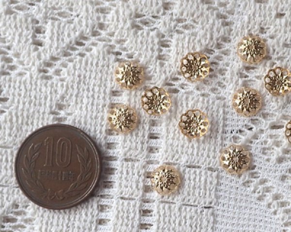 画像2: /ブラス/ビーズキャップC/8mm/ゴールド(10個) (2)