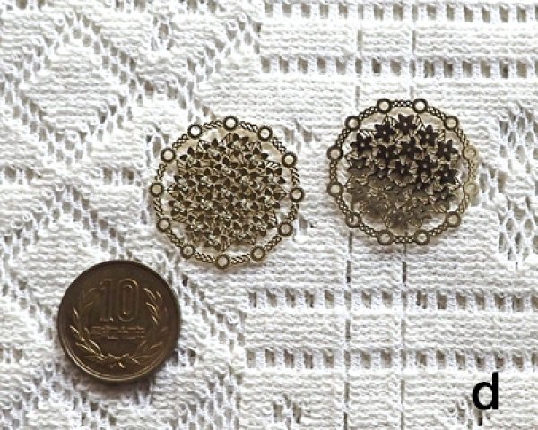 画像2: 銅製透かしパーツ/フラワーラウンドd(2枚） (2)