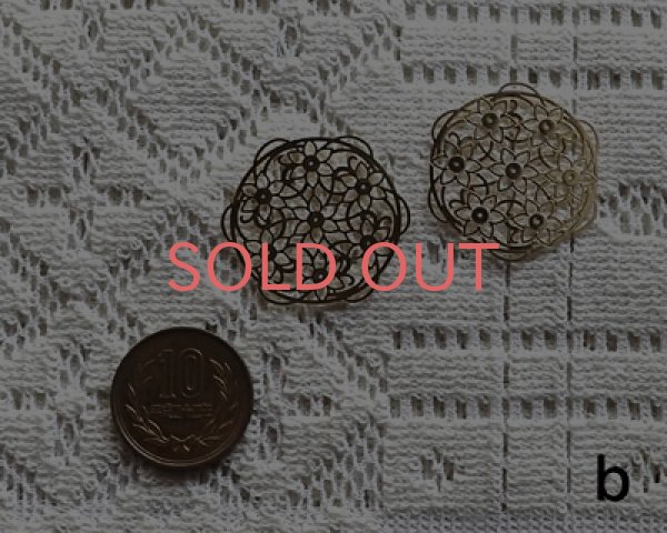 画像2: 銅製透かしパーツ/フラワーラウンドb(2枚) (2)