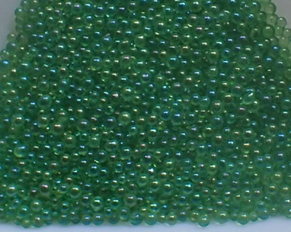 画像1: ノーホールガラスボール/グリーンオーロラミックス(10g) (1)