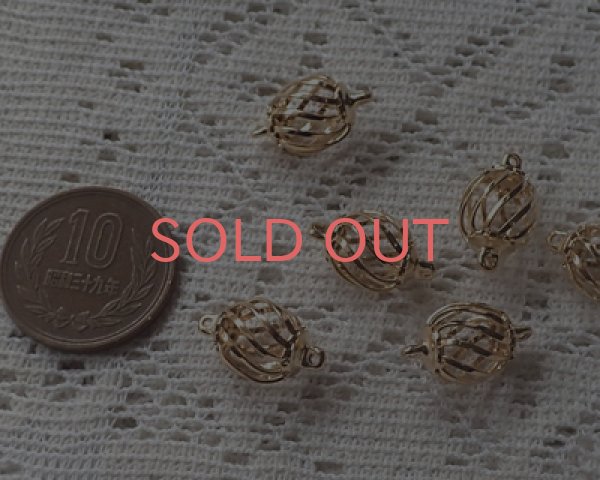 画像2: ビーズケージコネクター/ウェーブ/ゴールド(1個) (2)