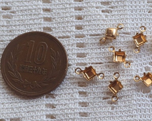 画像2: 4mmスクエア用/ブラスセッティング/クローズドバック/2リング(1個) (2)