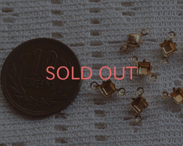 画像2: 4mmスクエア用/ブラスセッティング/クローズドバック/2リング(1個) (2)