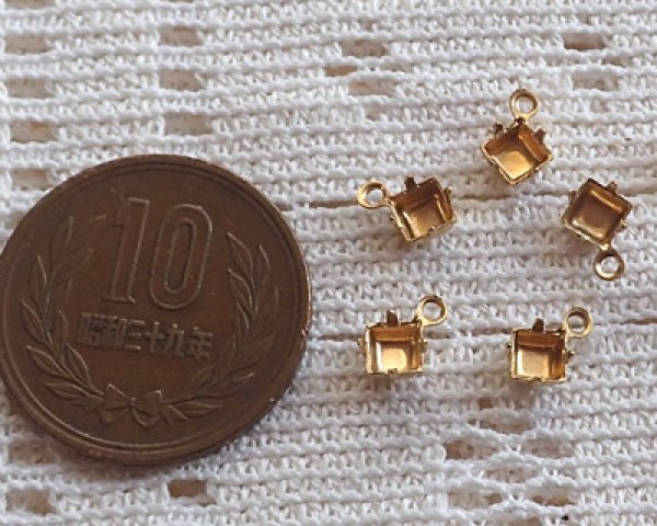 画像2: 4mmスクエア用/ブラスセッティング/クローズドバック/1リング(1個) (2)