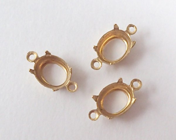画像1: 10×8mm用/ブラスセッティング/オープンバック/2リング(1個) (1)