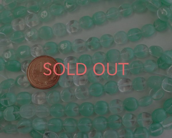 画像2: チェコガラスビーズ/ ベベルドオーバル/クリアミント/10×8mm(6個) (2)