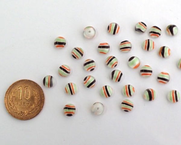 画像2: ヴィンテージ/ガラス/マルチストライプ/約7mm(1個) (2)
