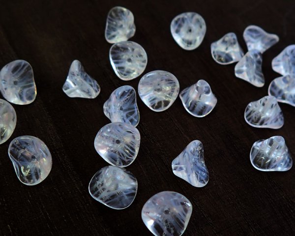 画像2: チェコガラスビーズ/スリーペタルフラワー/ピンクストライプ(4個) (2)