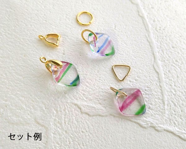 画像5: チェコガラスビーズ/ダイヤドロップ/クリア×グリーン/約14mm(2個) (5)