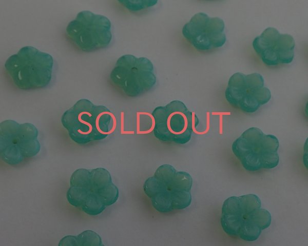 画像1: チェコガラスビーズ/フラワー/ミントオパール/約10mm(10個) (1)