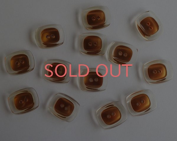 画像4: デッドストック/日本/プラスチックボタン/クリア×シルキーブラウン/19×15mm (4)