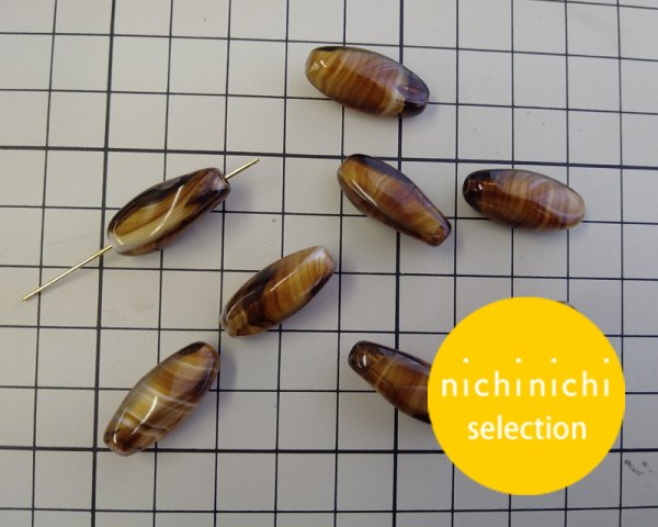 画像3: ns0180/ヴィンテージ/ドイツ/ツイスト/ブラウンストライプギブレ(1個) (3)