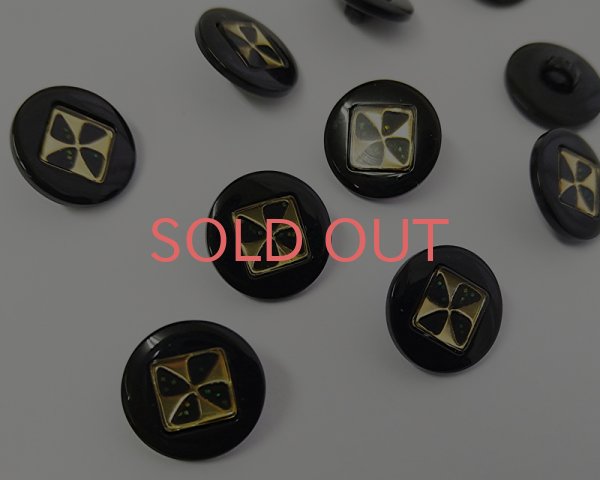 画像1: デッドストック/日本/プラスチックボタン/ブラックゴールド(1個) (1)