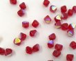 画像1: チェコガラスビーズ/バイコン/シャムルビーオーロラ/6mm(10個) (1)
