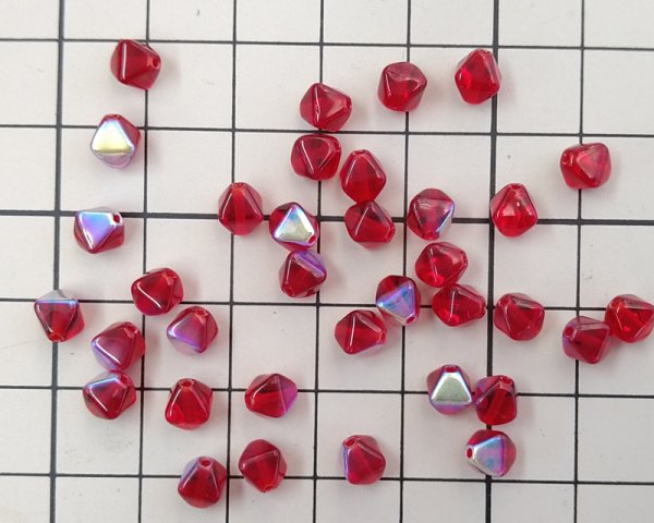 画像2: チェコガラスビーズ/バイコン/シャムルビーオーロラ/6mm(10個) (2)