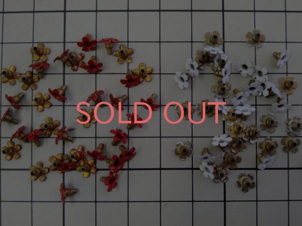 画像2: ヴィンテージ/メタル/ミニフラワーパーツ/レッド(2個) (2)