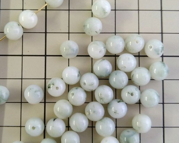 画像3: デッドストック/日本/プラスチック/ライトグリーンマーブル/約8mm(4個) (3)