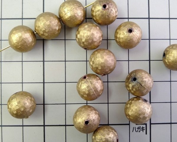 画像2: ヴィンテージ/ドイツ/ルーサイト/ゴールドチェックボール/12mm（1個) (2)