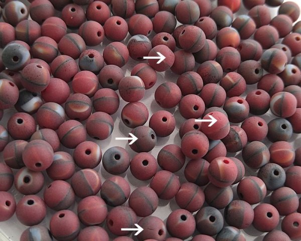 画像3: チェコガラスビーズ/ラウンド/フロスト/ブラック×レッド×ホワイト/6mm(10個) (3)