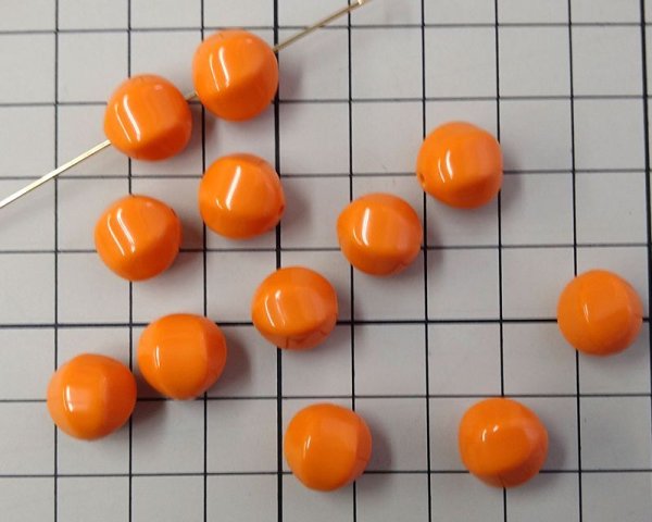 画像2: ヴィンテージ/ドイツ/ルーサイト/バルーン/オレンジ/約11mm(1個) (2)