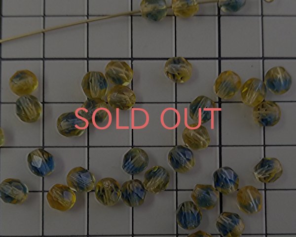 画像2: チェコガラスビーズ/ファイアポリッシュ/6mm/ライトトパーズ×サファイア(10個） (2)