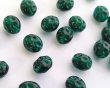 画像1: チェコガラスビーズ/クレーターオーバル/エメラルド/約12×10mm(6個) (1)