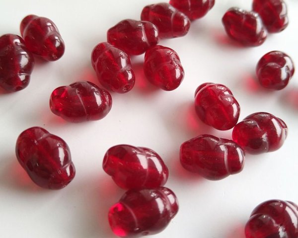 画像2: チェコガラスビーズ/ツイストバレル/シャムルビー/約12×8mm(6個) (2)