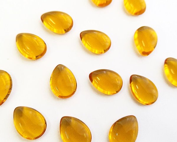 画像1: ヴィンテージ/ドイツ/ガラス/トパーズ/ドロップ/約14×10mm（1個) (1)