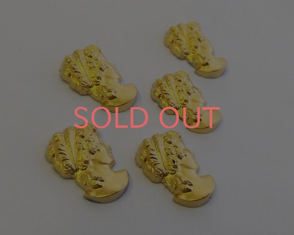 画像2: ns243/ヴィンテージ/ドイツ/ガラスカボション/カメオパーツN/ブラックゴールド/約19×13mm（1個） (2)