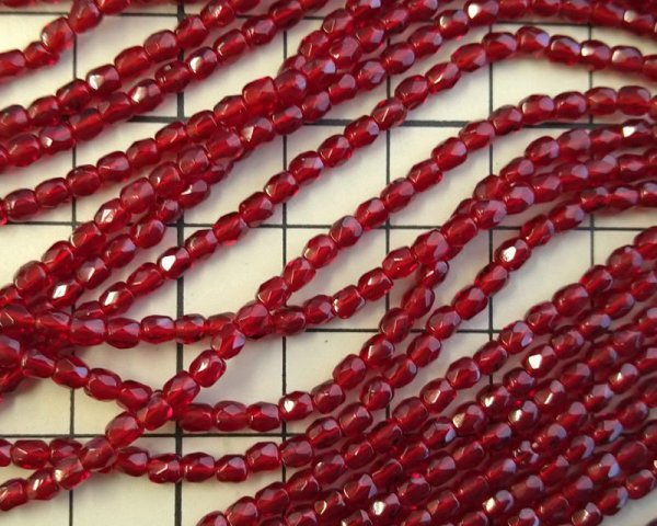 画像2: チェコガラスビーズ/ファイアポリッシュラウンド/シャムルビー/約3mm(20個) (2)