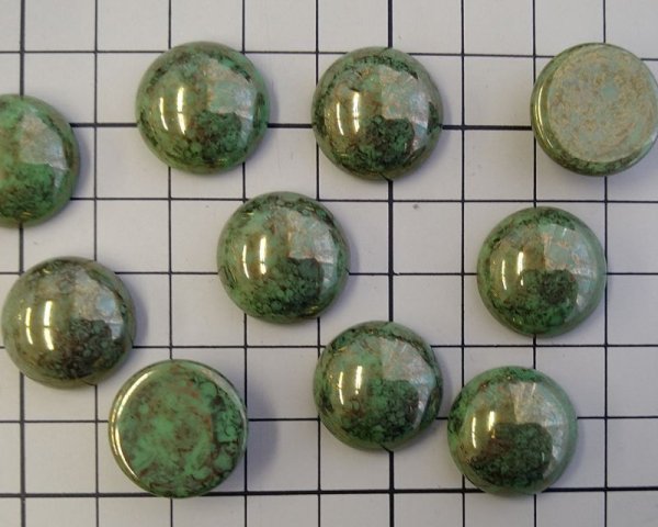 ヴィンテージボタン カボション ガラス ガラスカボション チェコガラス ヴィンテージ/チェコ/ガラスカボション/グリーンラスターピカソ