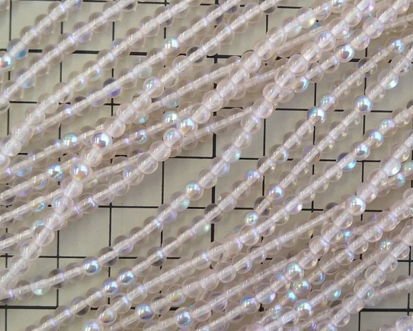 画像2: チェコガラスビーズ/ラウンド/ロザリン/オーロラ/約4mm(45個) (2)