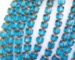 画像1: チェコガラスビーズ/アンティークスタイルオクタゴナル/ダブルフェイス/アクアマリン/8mm（6個） (1)