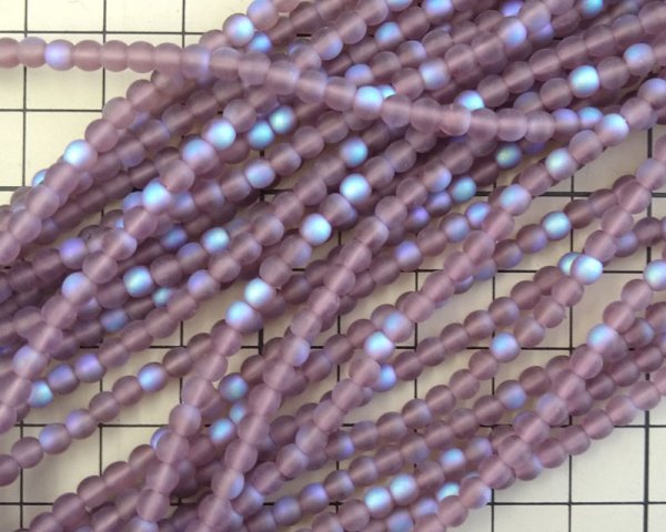 画像2: チェコガラスビーズ/ラウンド/マットアメシストオーロラ/約4mm(45個) (2)