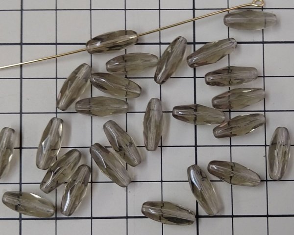 画像2: チェコガラスビーズ/ファイアポリッシュ/ロングオーバル/ブラックダイヤモンド/約15×6mm(2個) (2)