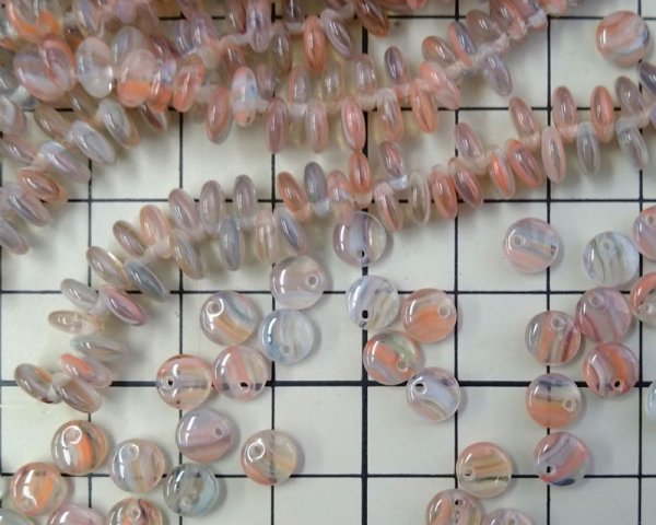 画像2: チェコガラスビーズ/パフラウンドドロップ/6mm/サンセットマーブルミックス(10個) (2)