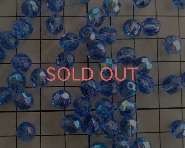 画像2: デッドストック/チェコガラスビーズ/ファイアポリッシュ/8mm/ブルーオーロラ(6個) (2)