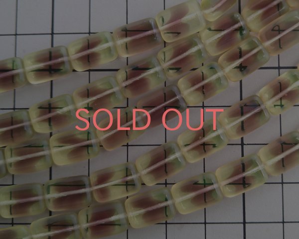 画像2: チェコガラスビーズ/レクタングル/ジョンキル×アメシスト(4個) (2)