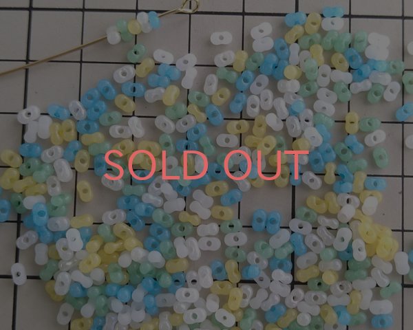 画像2: チェコガラスビーズ/ファルファーレ/レモンソーダミックス/約4×2mm(約10g) (2)