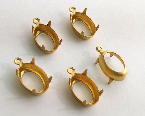 画像1: 12×8mm用/ブラスセッティング/オープンバック(1個) (1)
