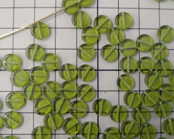 画像2: チェコガラスビーズ/ミニフラットコイン/オリバイン(10個) (2)