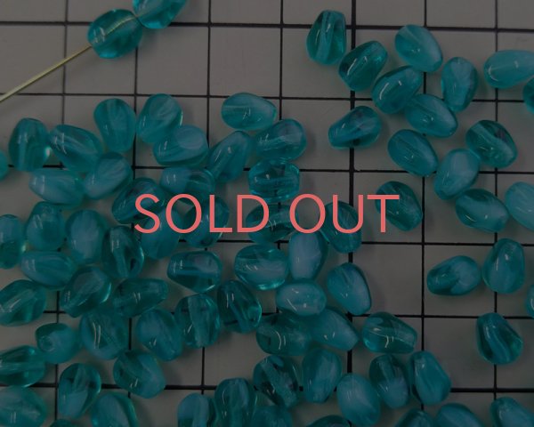 画像2: チェコガラスビーズ/ミニツイストバレル/ティールホワイトミックス（2個） (2)