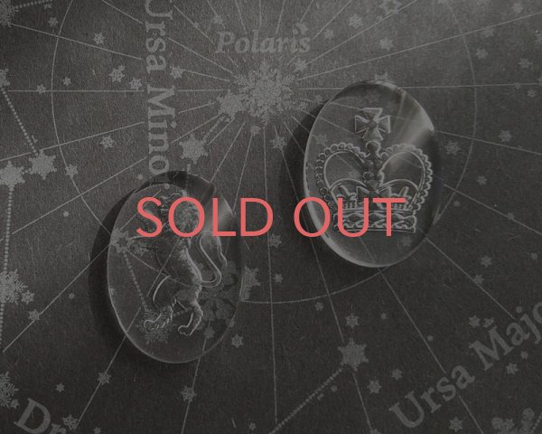 画像4: デッドストック/チェコ/ガラスカボション/ライオン/約25×18mm(1個) (4)