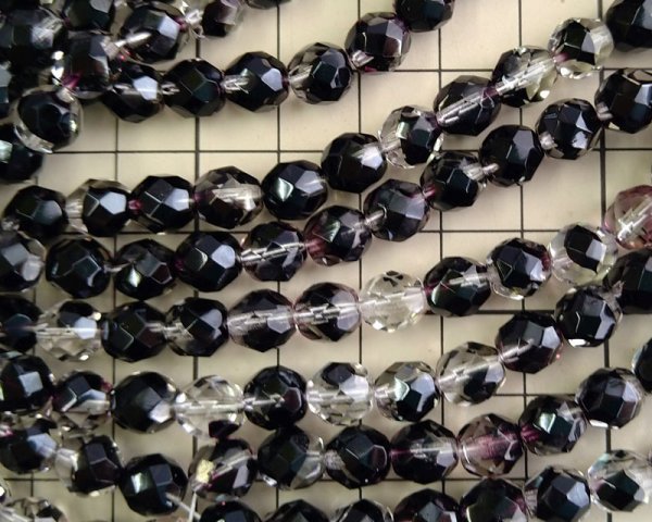 画像2: チェコガラスビーズ/ファイアポリッシュ/8mm/クリア×プラム(6個) (2)