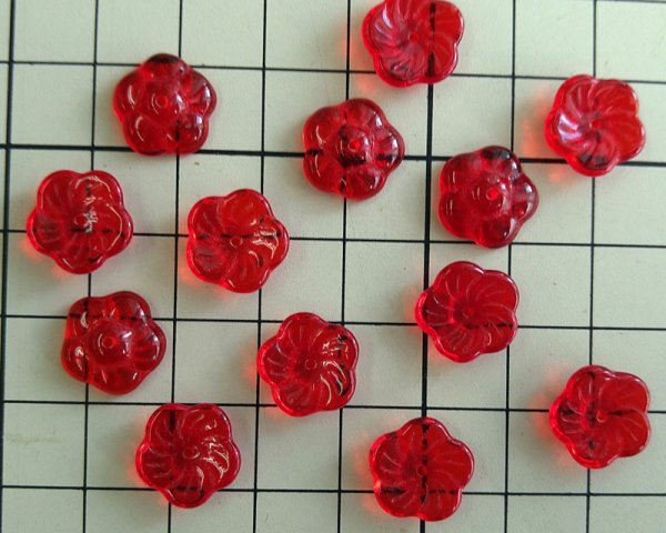 画像2: チェコガラスビーズ/フラワー/シャムレッド/約12mm(6個) (2)