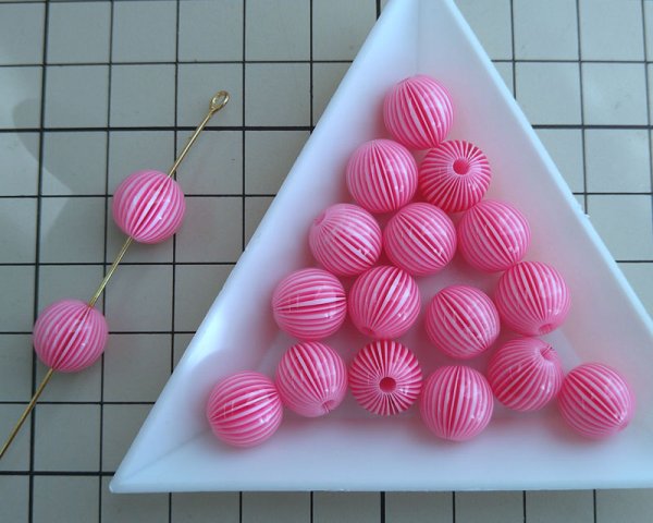 画像2: 日本/アクリル樹脂/ピンクストライプ/約10mm(4個) (2)