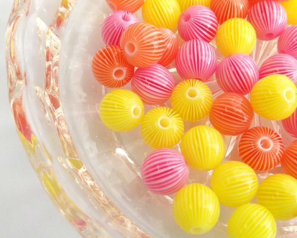 画像3: 日本/アクリル樹脂/イエローストライプ/約10mm(4個) (3)